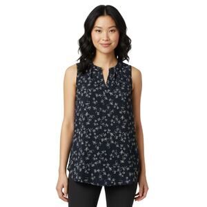 41 Hawthorn Morey Split Neck Sleeveless Floral Blouse Navy Blue NWT Size Large